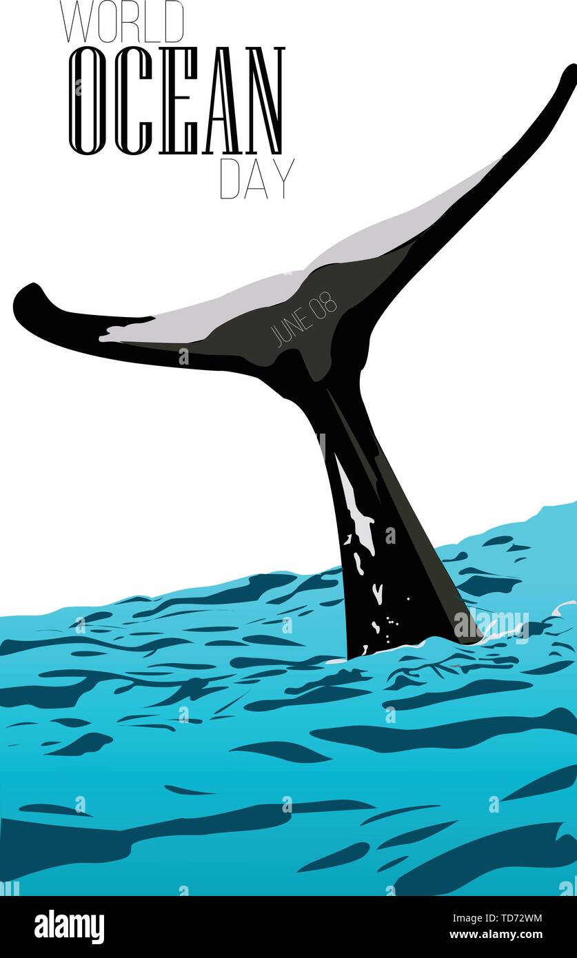 Vector Illustration für Welttag der Ozeane Stock Vektor