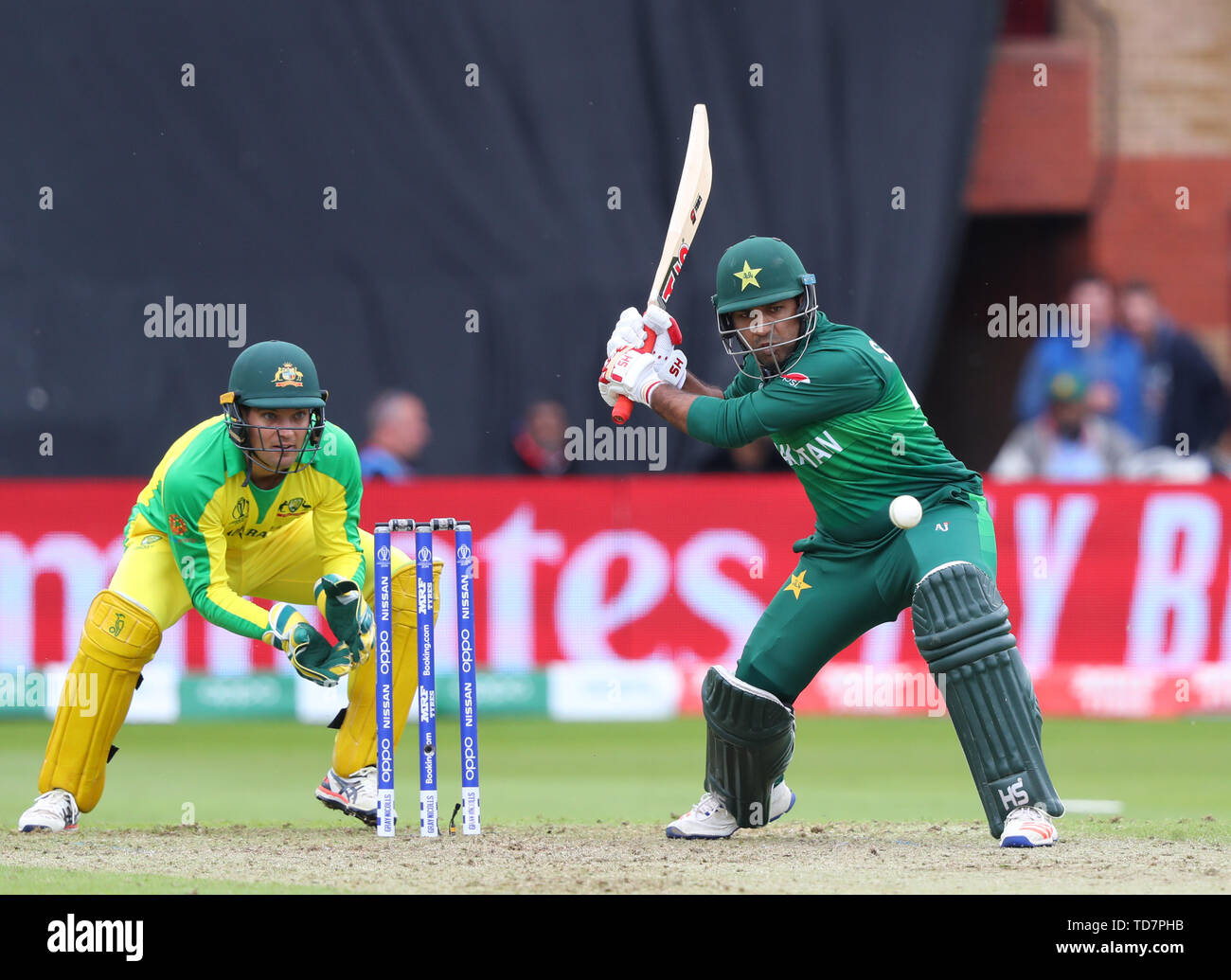 Taunton, Großbritannien. 12 Juni, 2019. Sarfraz Ahmed von Pakistan batting Während der Australien v Pakistan, ICC Cricket World Cup Match. In der Grafschaft, Taunton. Credit: Cal Sport Media/Alamy leben Nachrichten Stockfoto