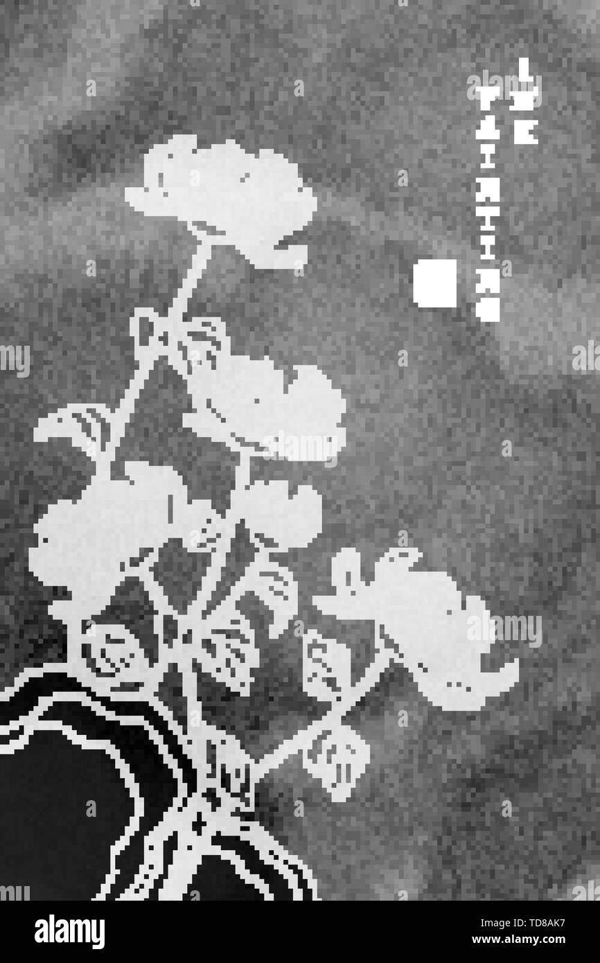 Aquarell Tinte Farbe kunst Vektor Textur Abbildung: chrysantheme Blüte Blume. Übersetzung für das chinesische Wort: Segen Stock Vektor