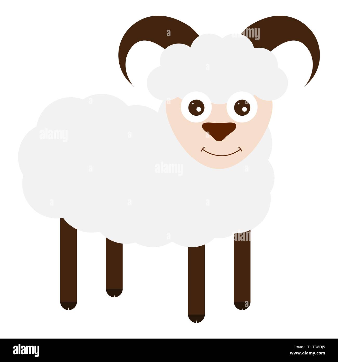 Lustige Schafe auf einem weißen Hintergrund. Junge Ziege Stock Vektor