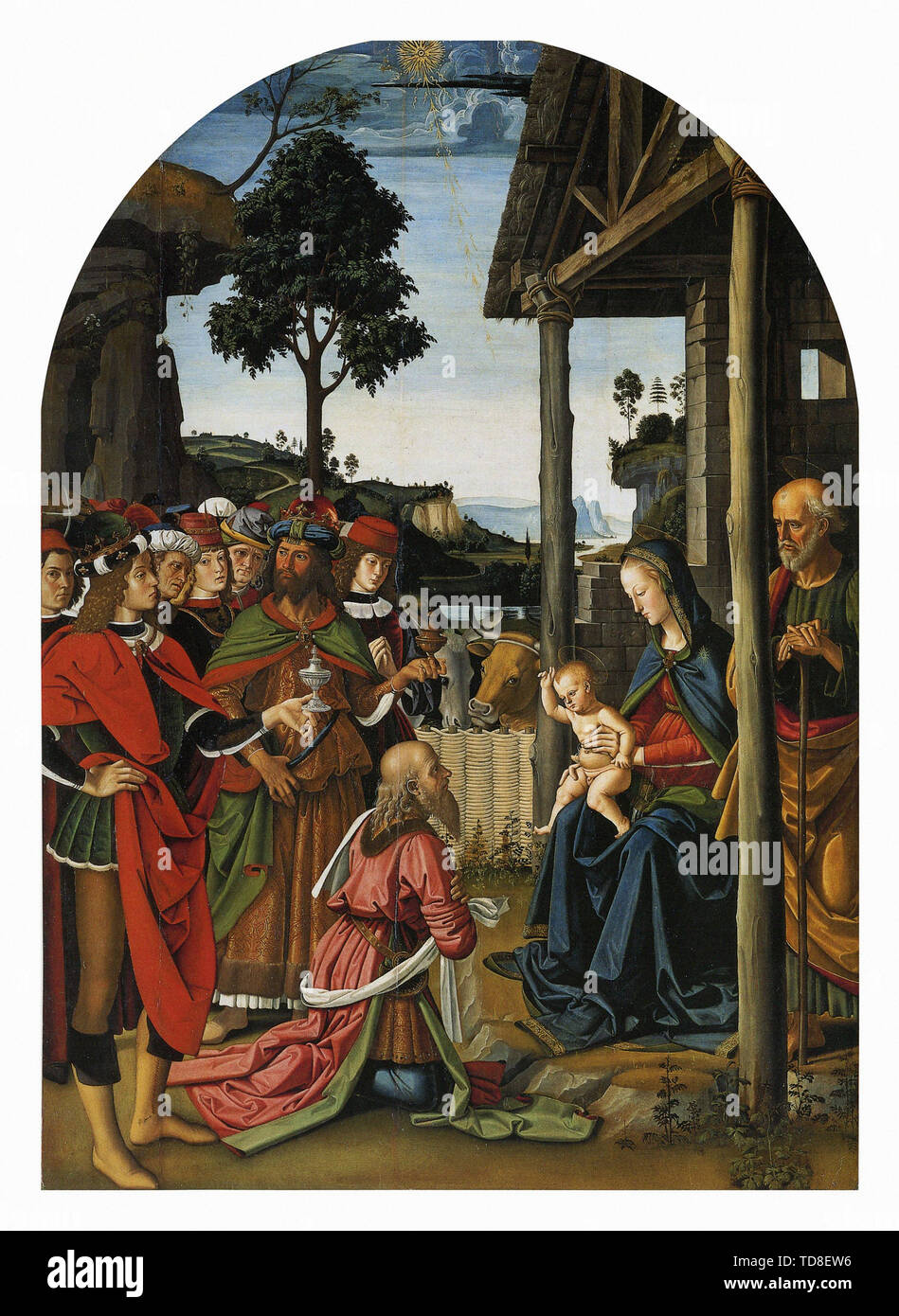 Pietro Perugino - Anbetung Magi 1473 Stockfoto