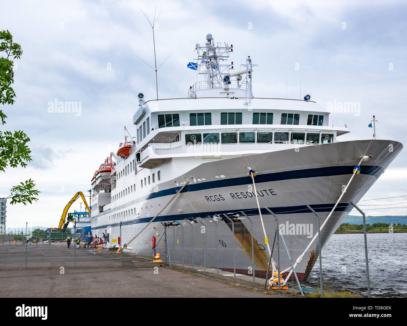 Polar Expedition Passagier Kreuzfahrtschiff RCGS entschlossen von einem Ozean betrieben Günstig, Leith Docks, Edinburgh, Schottland, Großbritannien Stockfoto