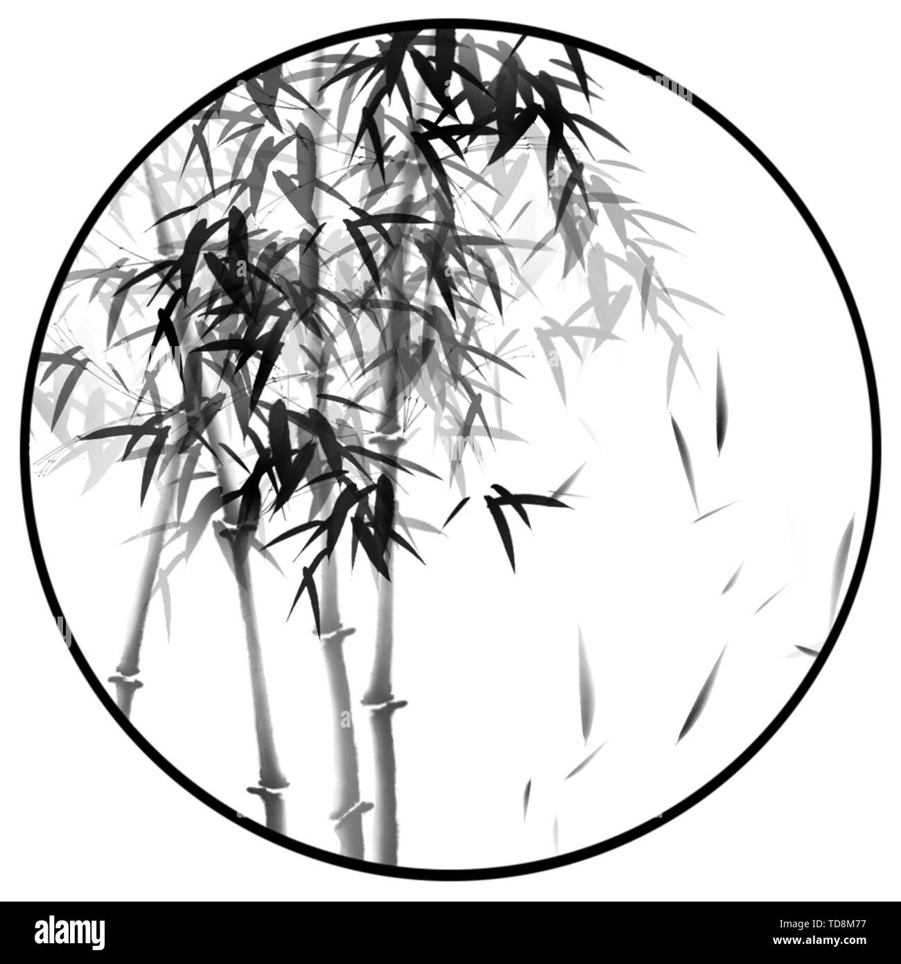 Runde neuen chinesischen Stil chinesischen Stil Tinte Bambus Gemälde Stockfoto