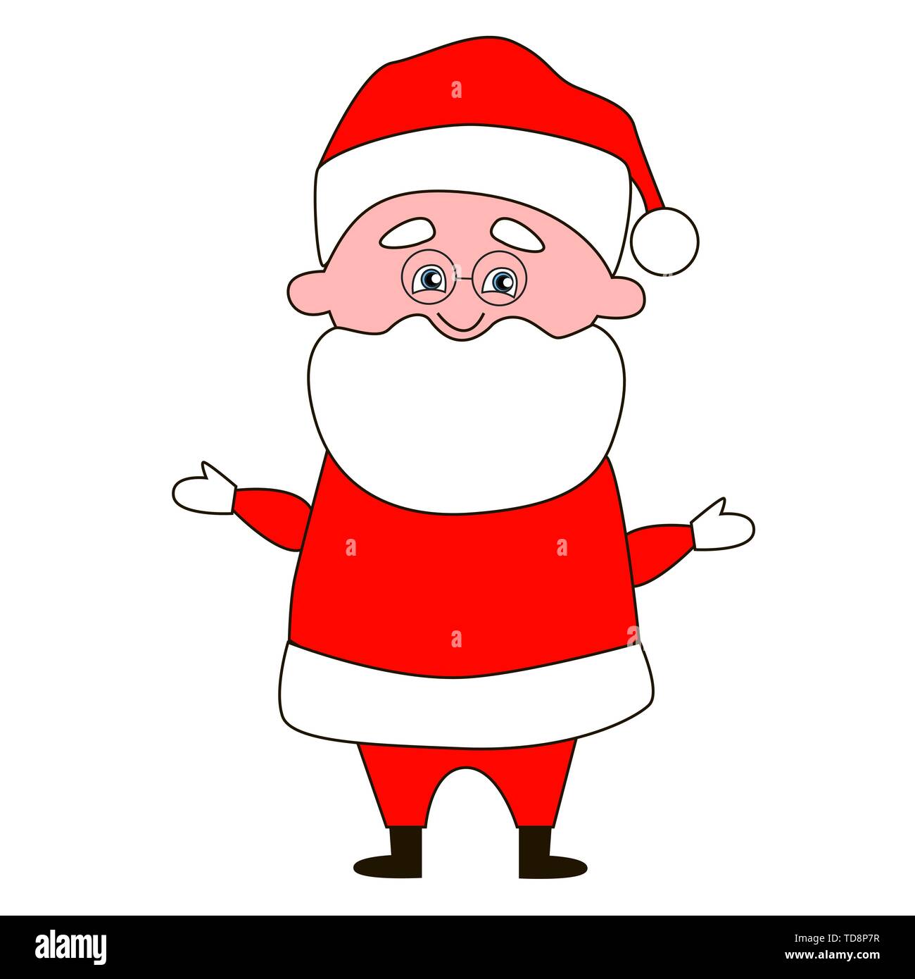 Lustige und komische Santa Claus ist auf einem weißen Hintergrund. Stock Vektor