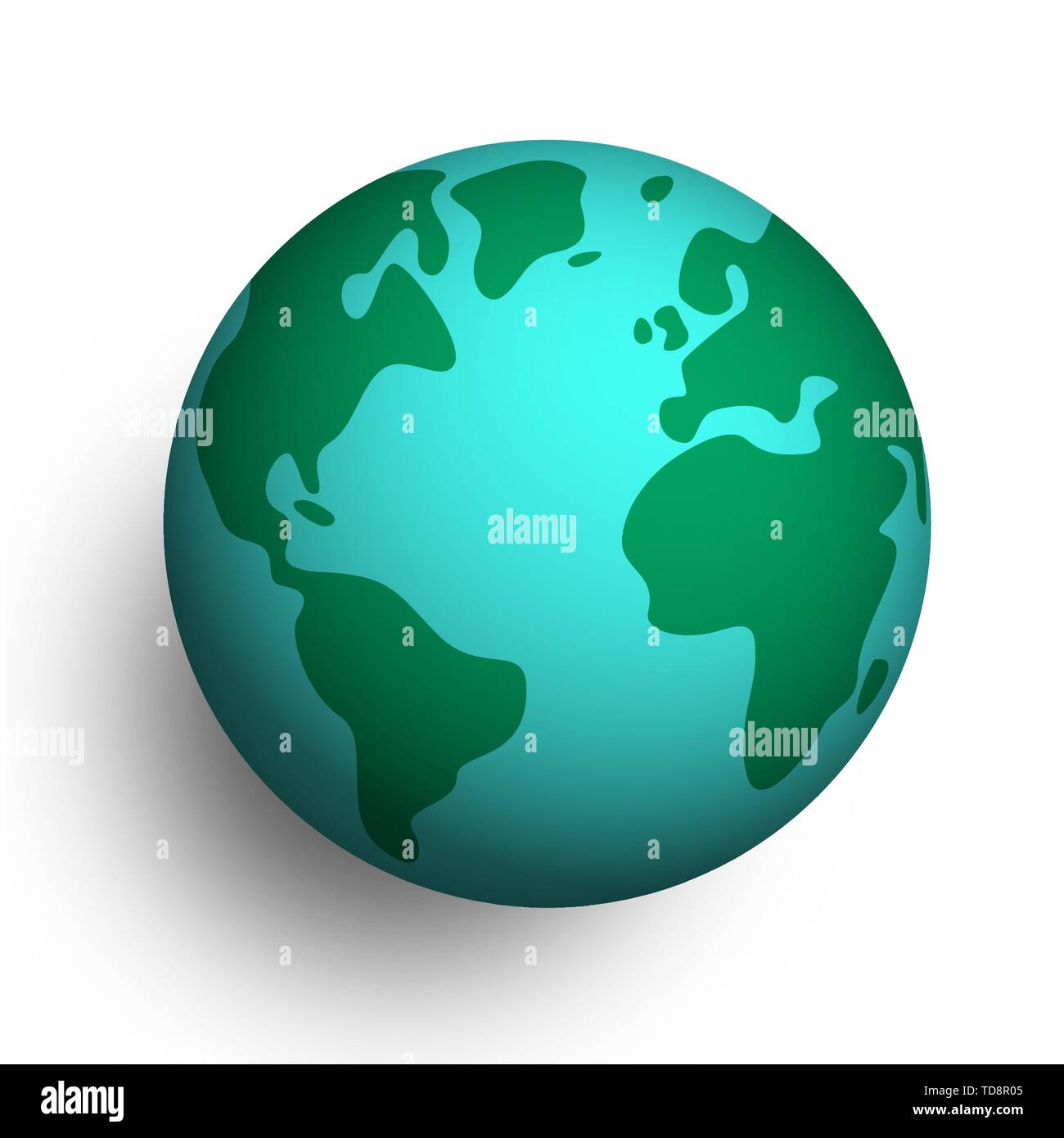 3D Erde isoliert auf weißem Hintergrund. Globus mit Amerika, Afrika und Europa. Stock Vektor
