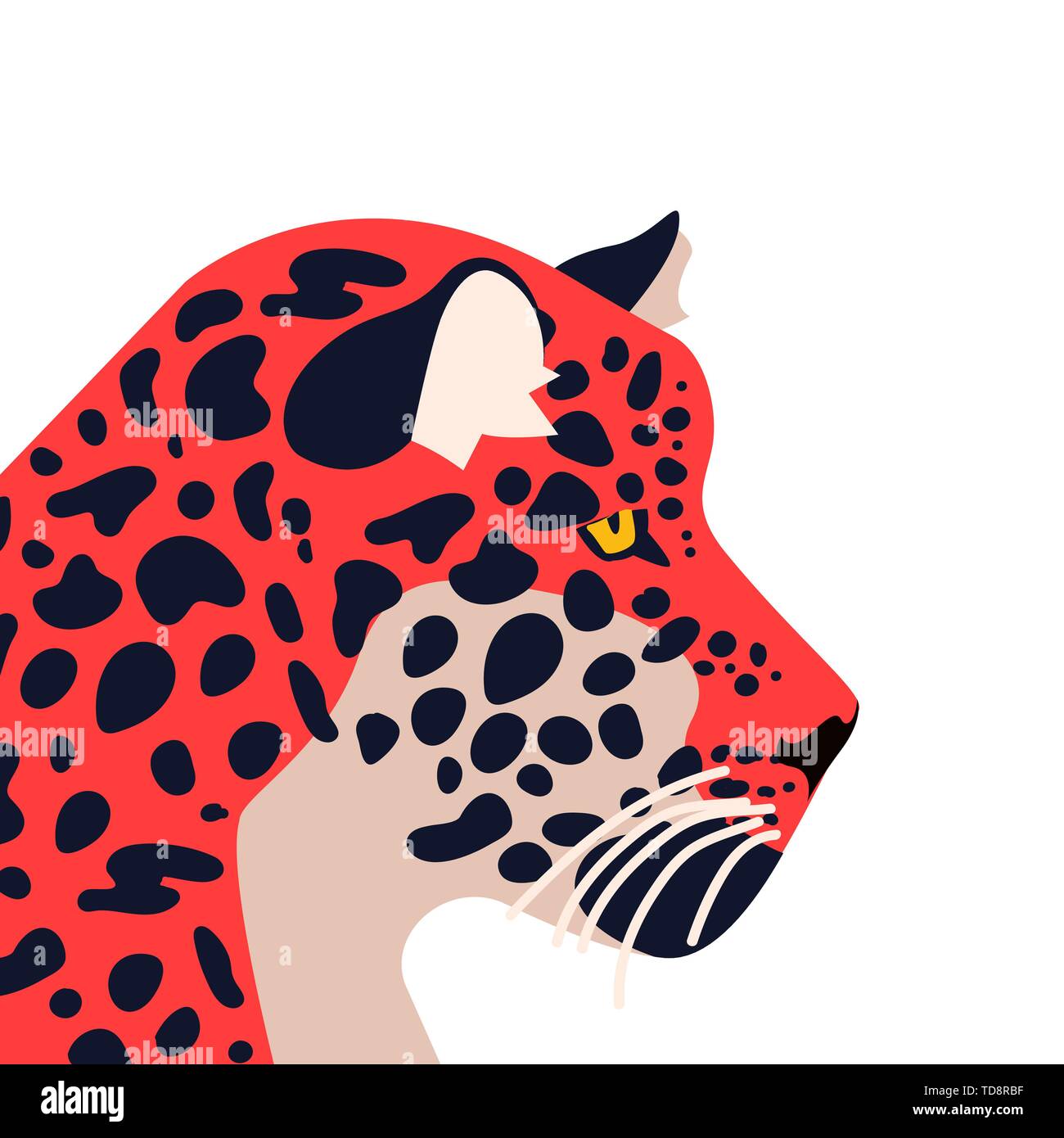 Wild Jaguar Tier Abbildung. Hand gezeichneten Tiger oder Katze auf isolierten weißen Hintergrund. Stock Vektor