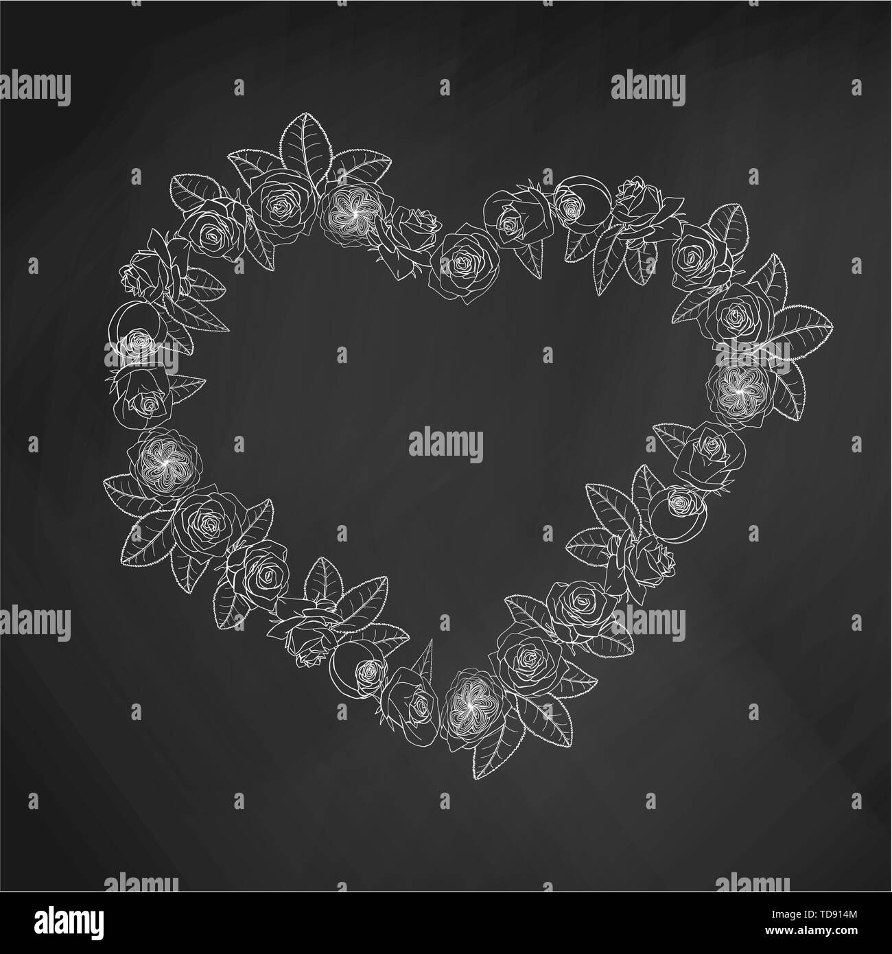 Hand gezeichnet doodle Stil rosa Blüten Herz Kranz. Floral Design Element. tafel Hintergrund. Vektor illustration Stock Vektor