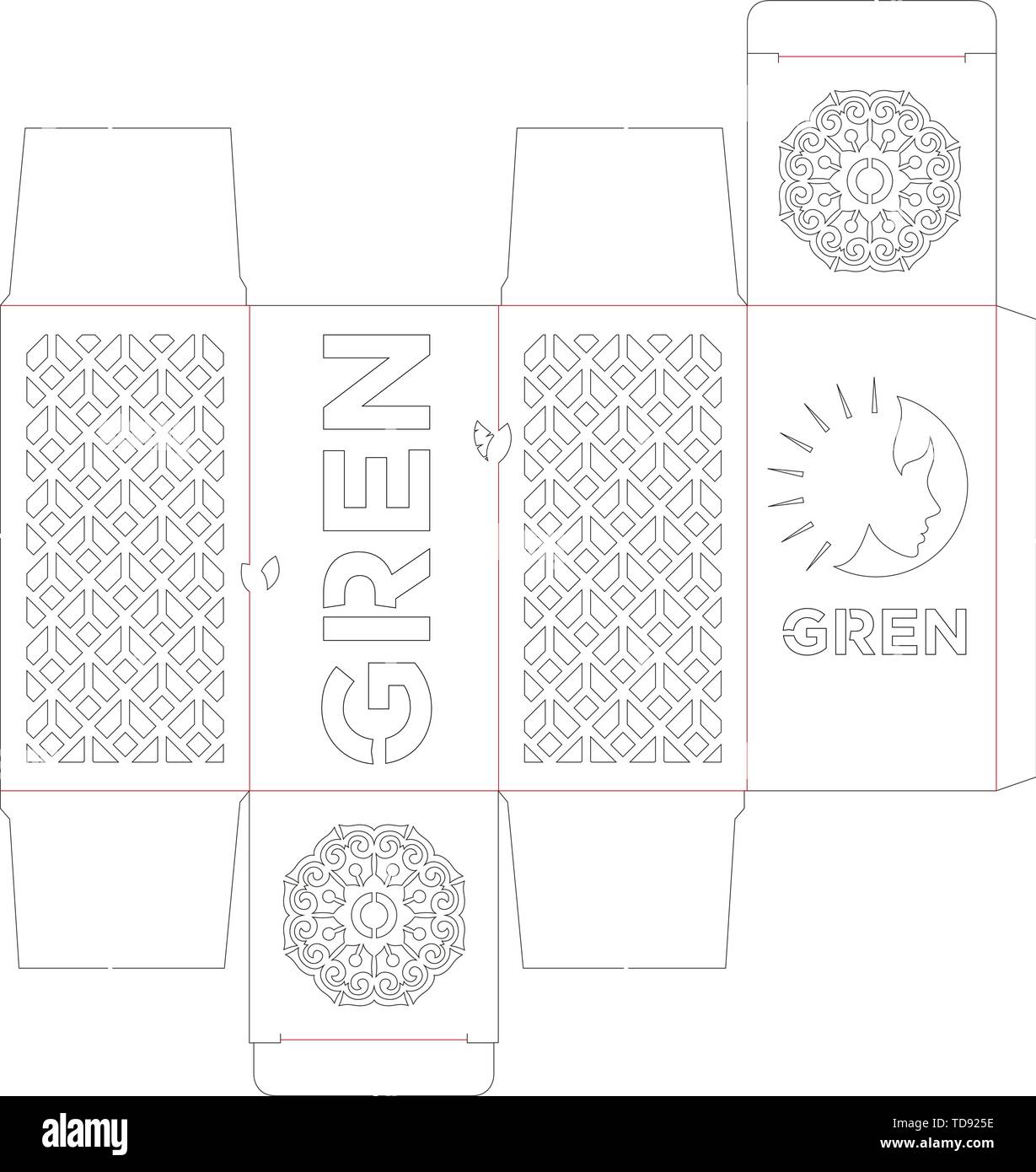 Vector Illustration. Laser geschnitten und in zwei Schichten falten. Falten und Schneiden. Stock Vektor