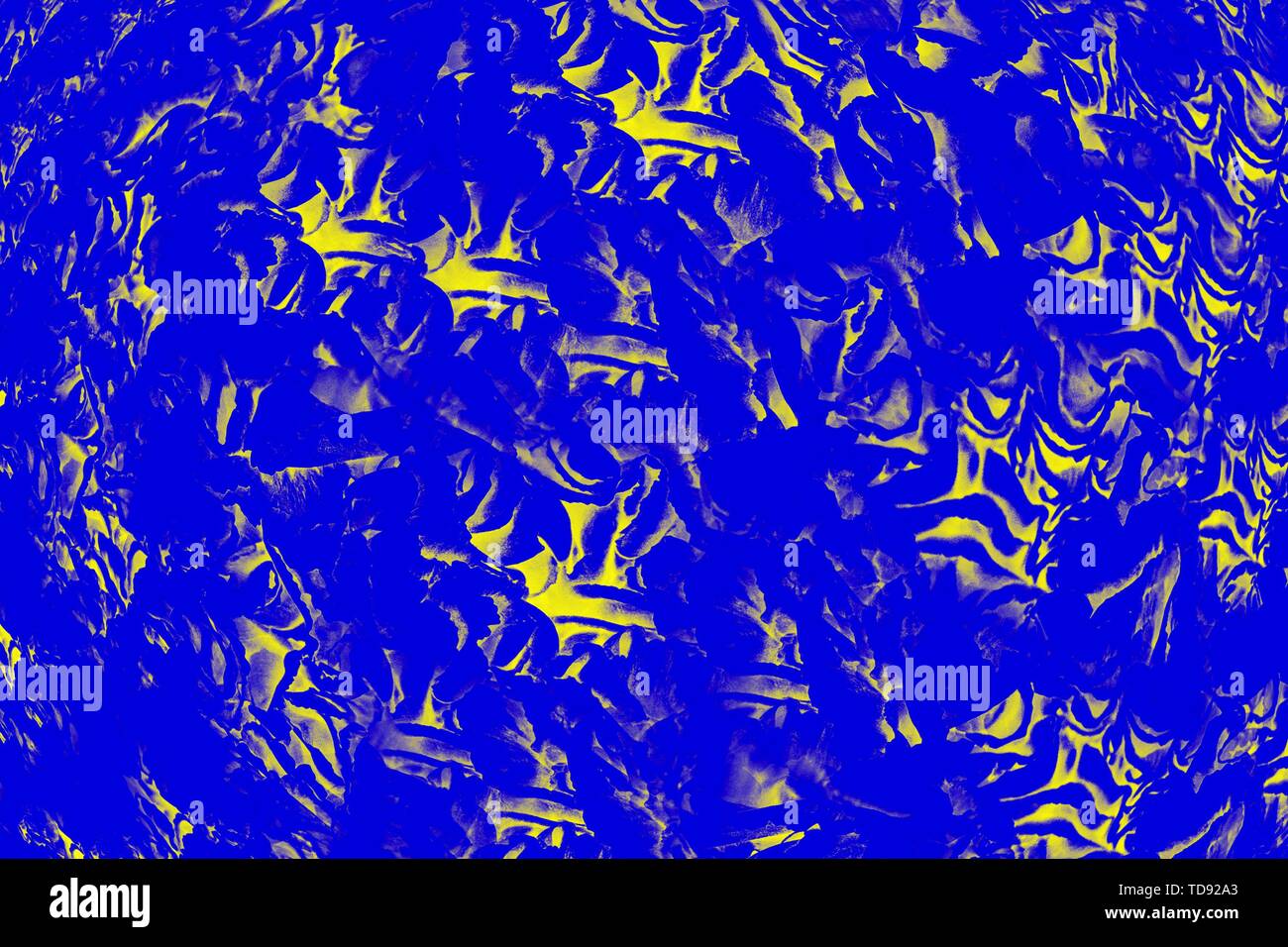 Tief blauen Hintergrund mit leuchtend gelben Elementen. Zusammenfassung Hintergrund Stockfoto