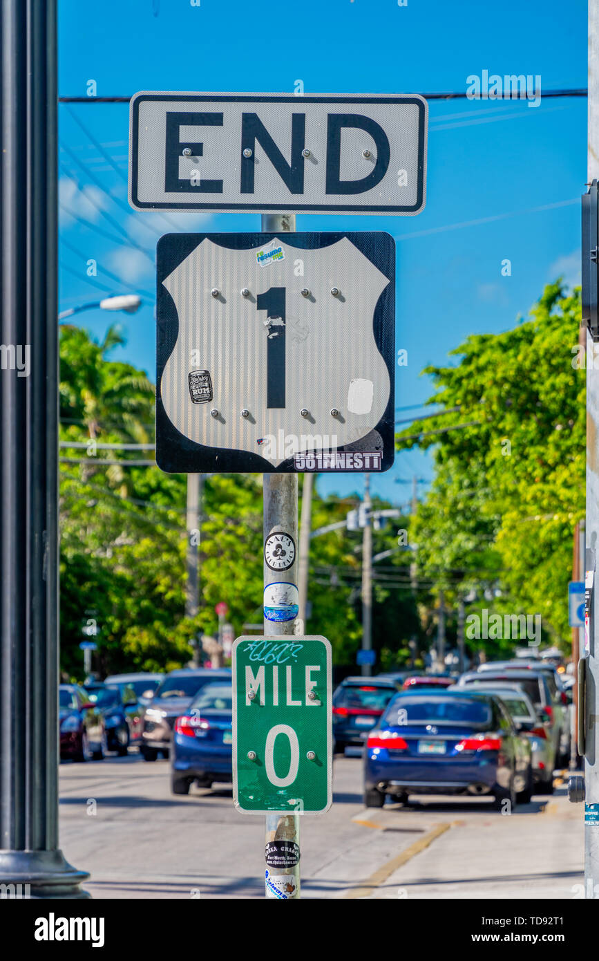 Meile Null in Key West, Florida, USA Stockfoto