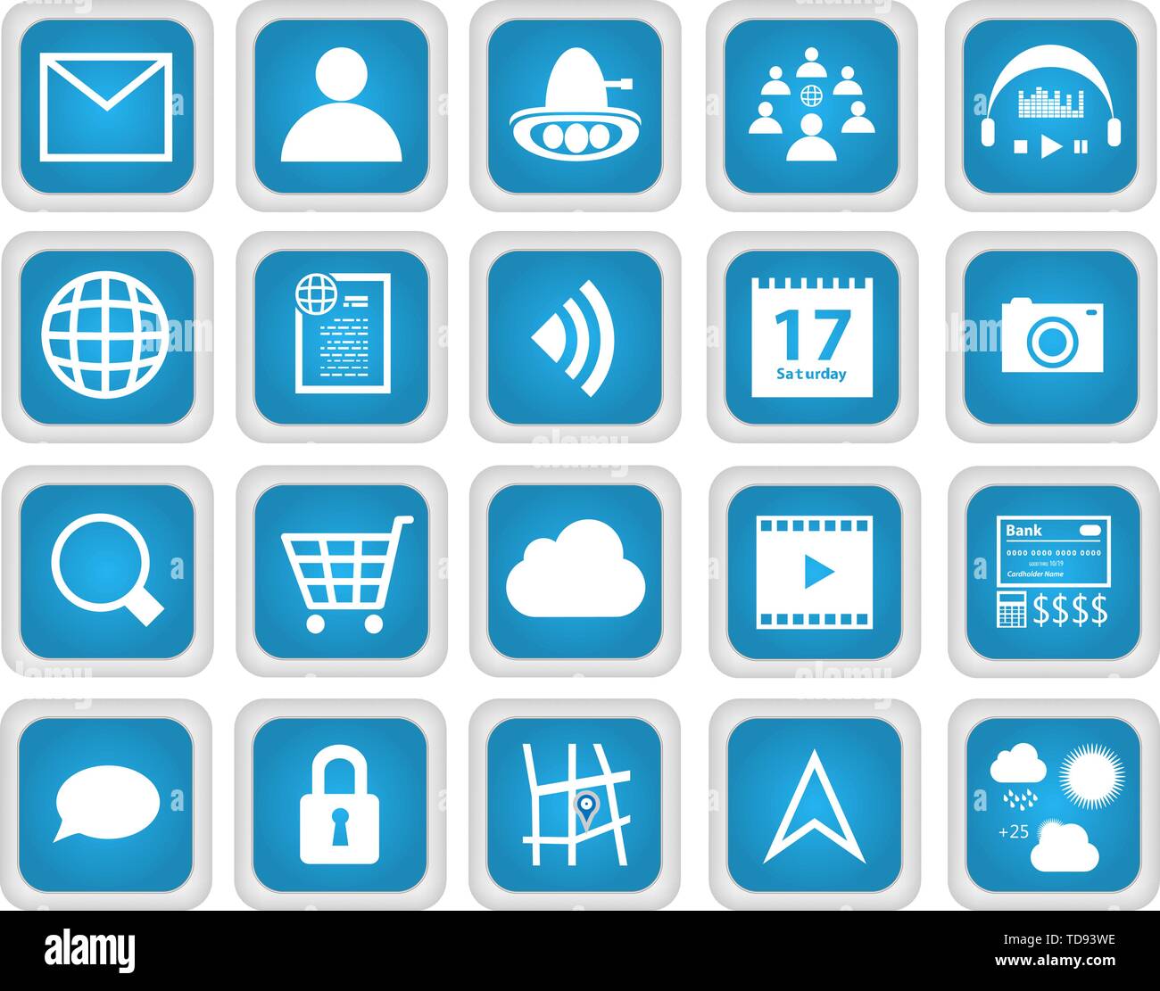Mobile Web Services Icon Set. 20 EPS 8 Vector Icons in blau Art  Stock-Vektorgrafik - Alamy