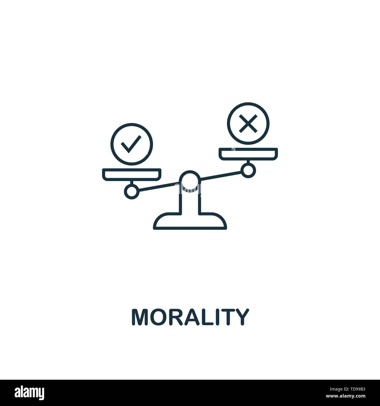Symbol für Moral. Dünne Linie Design Symbol aus Business Ethics Icons Sammlung. Pixel perfekte Moral Symbol für Web-Design, Apps, Software, Druck-Nutzung Stockfoto