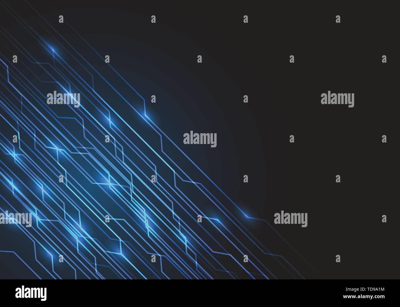 Abstrakt Blau-Leitung Lichtenergie auf schwarzem Design moderne futuristischen Hintergrund Vector Illustration. Stock Vektor