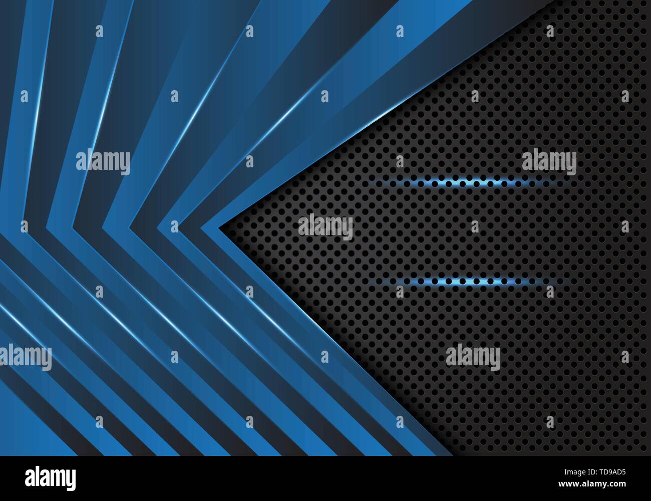 Abstrakt Blau Pfeil Muster auf dunklen grauen Kreis mesh Design moderne futuristischen Hintergrund Vector Illustration. Stock Vektor