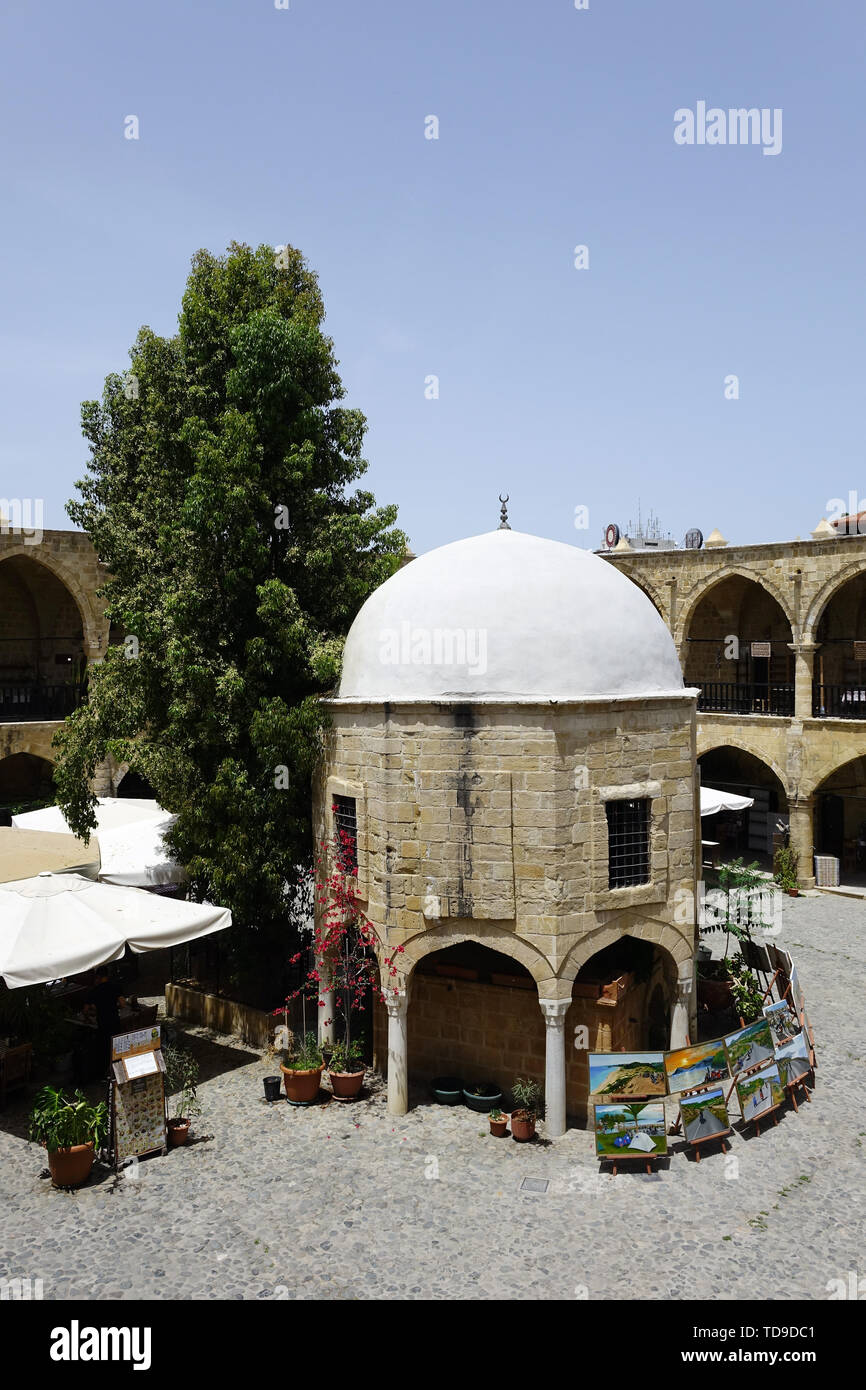 Büyük Han, tolles Hotel, alten Karawanserei, Nicosia, Lefkosa,Nicosia, Zypern, Europa Stockfoto