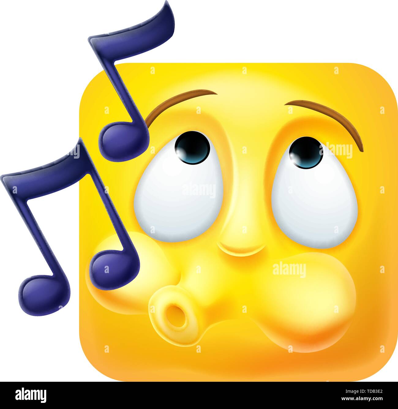 Pfeifen Emoji Emoticon-symbol 3D Cartoon Charakter Stock Vektor