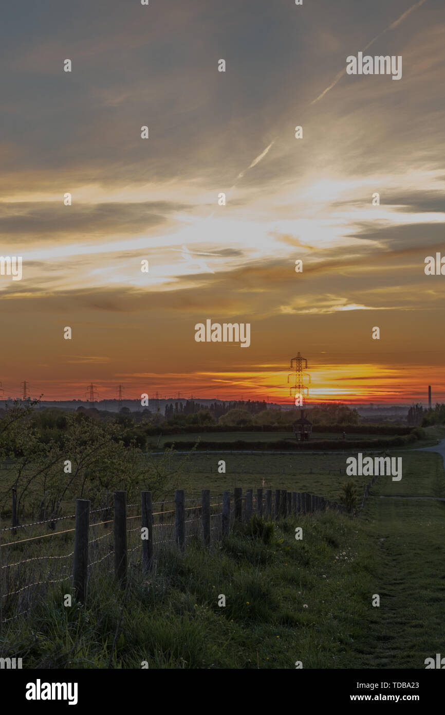 Die Sonne Geht Hinter Die Linien Der Norden Von Kent Heute Morgen