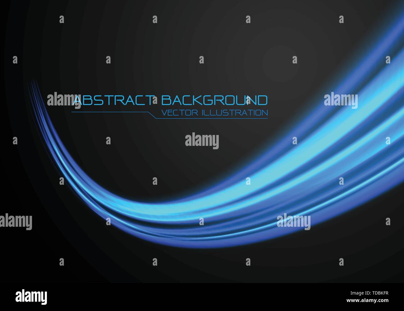 Abstrakt Blau Licht schnelle Kurve motion auf schwarz Technik luxus Hintergrund Vector Illustration. Stock Vektor
