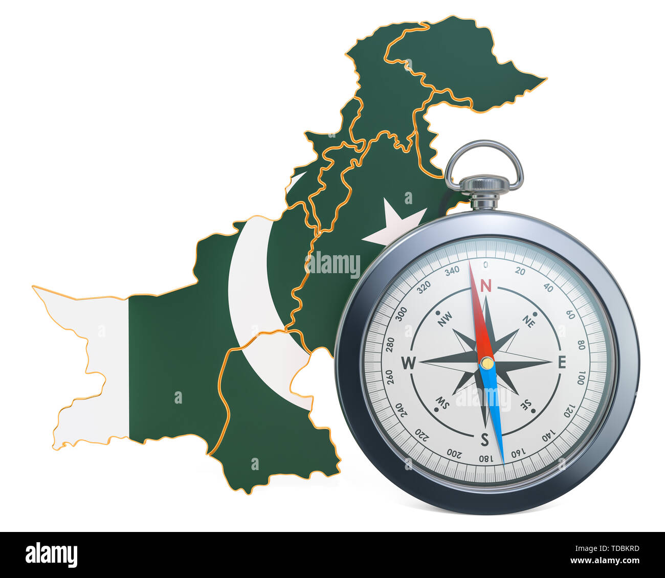 Reisen und Tourismus in Pakistan Konzept. 3D-Rendering auf weißem Hintergrund Stockfoto