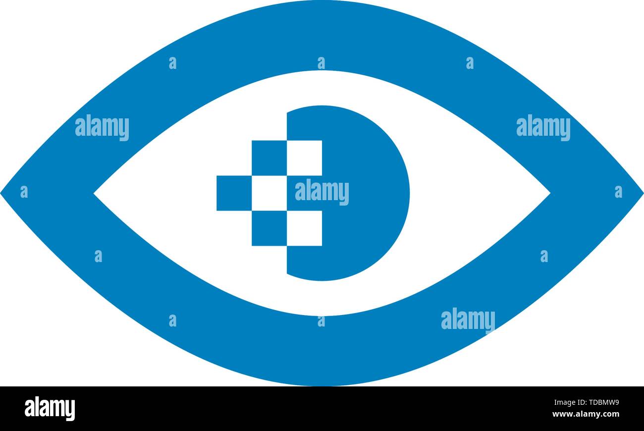 Auge pixel Schüler Symbol im flachen Stil. Vector Illustration auf weißem Hintergrund. Stock Vektor
