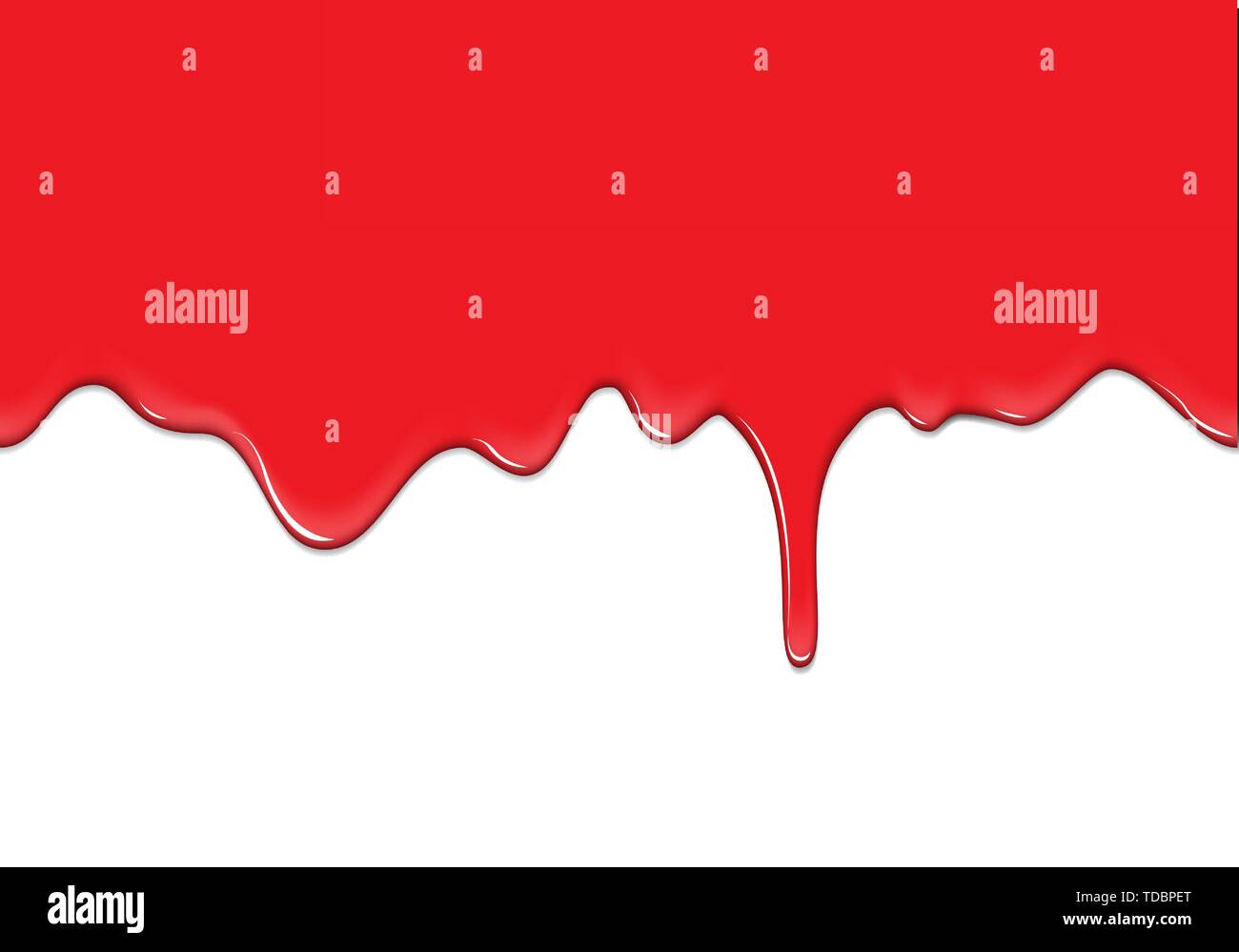 Abstrakt rot Blut fließt auf weißem Hintergrund Vector Illustration. Stock Vektor