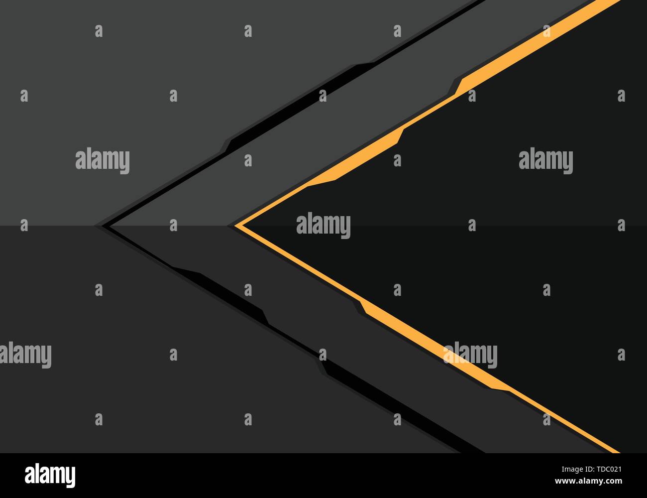 Abstrakte gelbe Linie Pfeil auf grauem Metall Design moderne futuristischen Technologie Hintergrund Vector Illustration. Stock Vektor