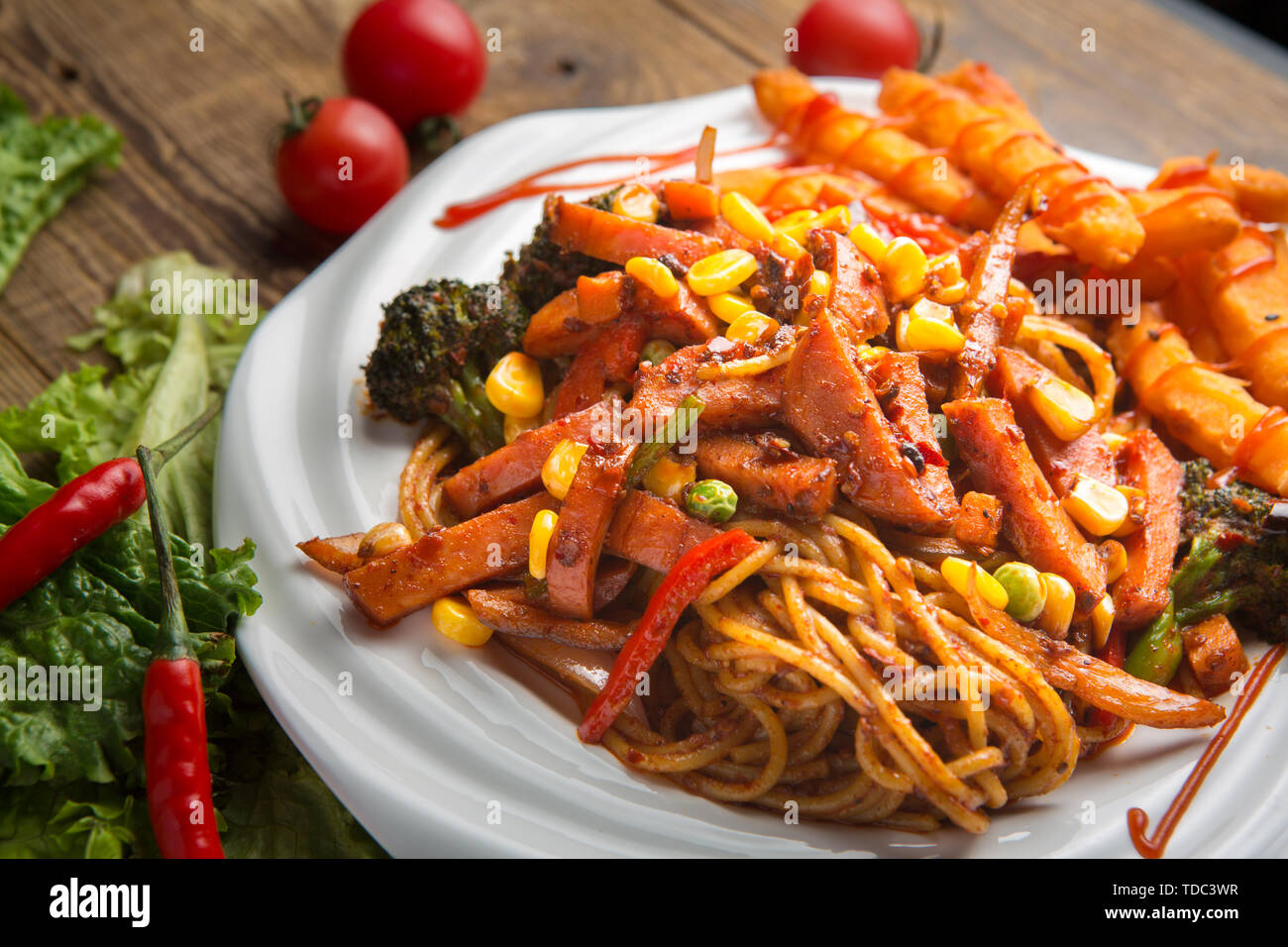 Schwarzer Pfeffer Pasta Stockfoto