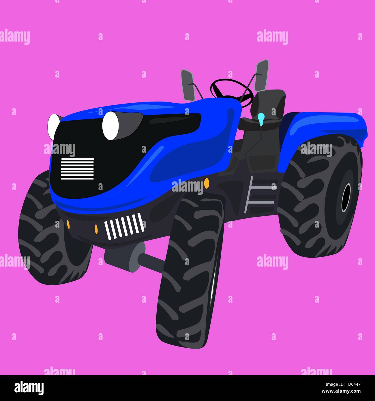 Leistungsfähige moderne Traktor geländegängige Fahrzeug mit blauem Rumpf Stock Vektor