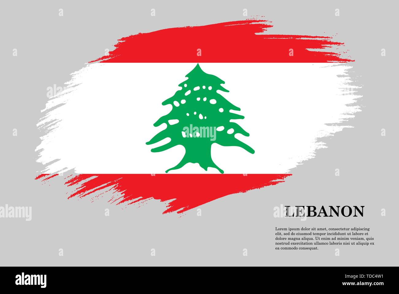 Pinselstrich gestaltete Flagge des Libanon. Für Ihr Design Template Stock Vektor