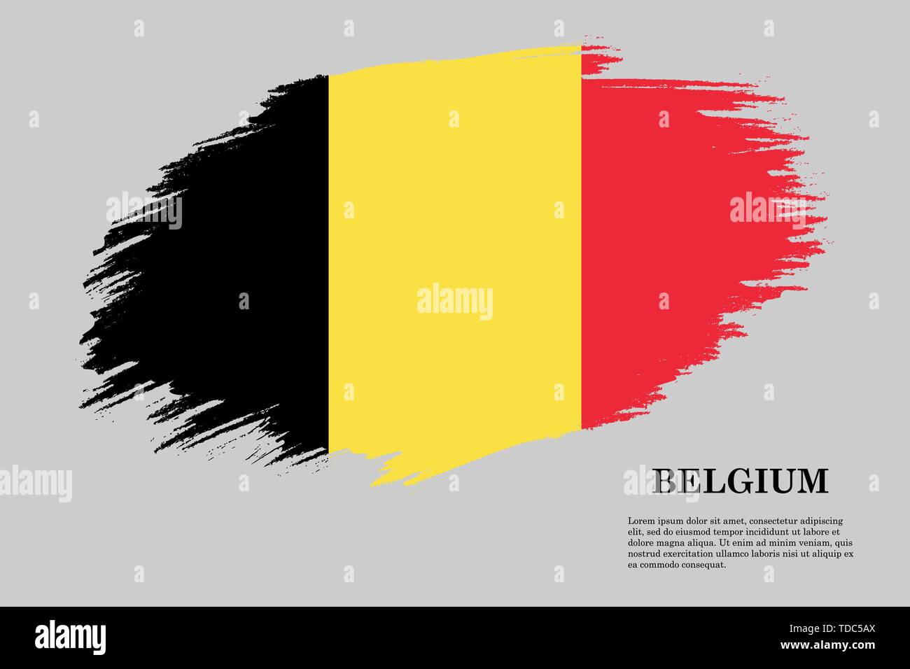 Pinselstrich gestaltete Flagge von Belgien. Für Ihr Design Template Stock Vektor