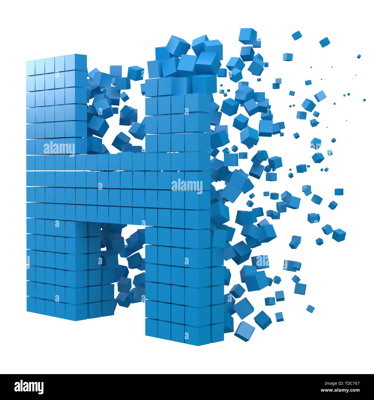 Buchstabe H geformt Datenbaustein. Version mit blauen Würfel. 3D-Pixel style Vector Illustration. für blockchain, Technik, Computer und abstrakte th geeignet Stock Vektor