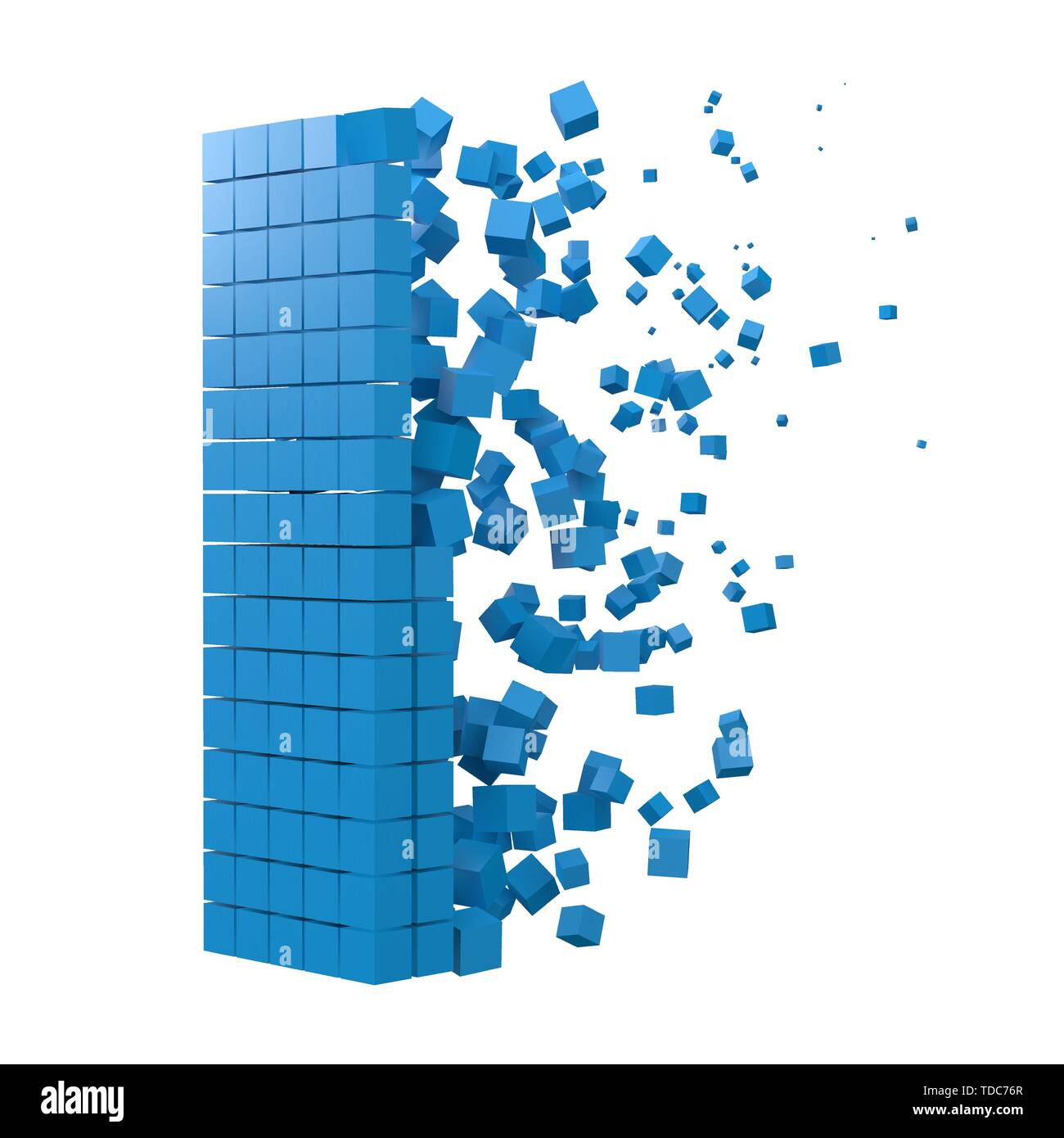 Brief ich geformt Datenbaustein. Version mit blauen Würfel. 3D-Pixel style Vector Illustration. für blockchain, Technik, Computer und abstrakte th geeignet Stock Vektor