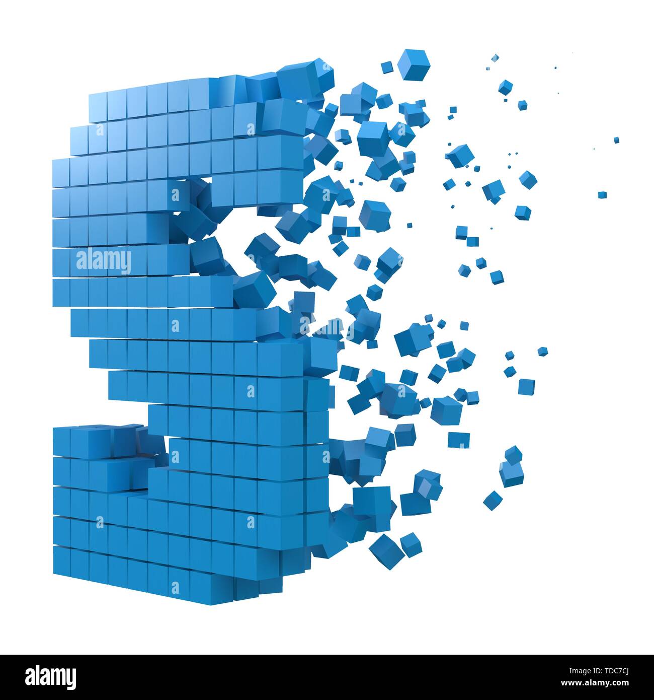 Schreiben S-förmiger Datenbaustein. Version mit blauen Würfel. 3D-Pixel style Vector Illustration. für blockchain, Technik, Computer und abstrakte th geeignet Stock Vektor