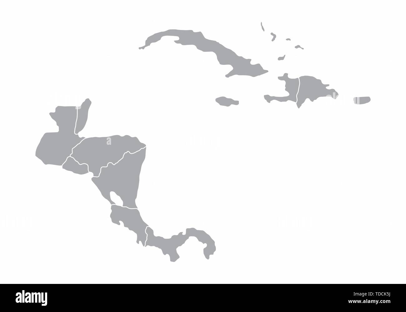Mittelamerika Grauskala auf weißem Hintergrund Stock Vektor