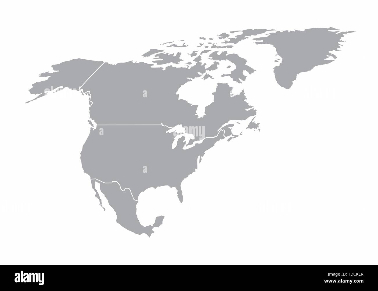 Nordamerika Grauskala auf weißem Hintergrund Stock Vektor