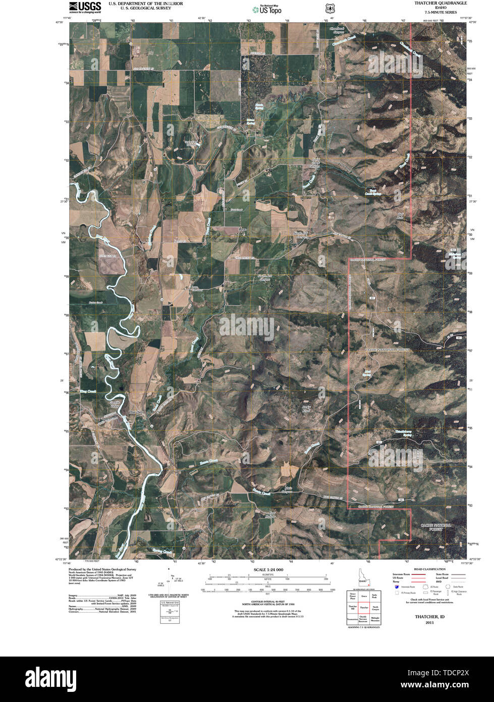 USGS TOPO Karte Idaho ID Thatcher 20110204 TM Wiederherstellung Stockfoto