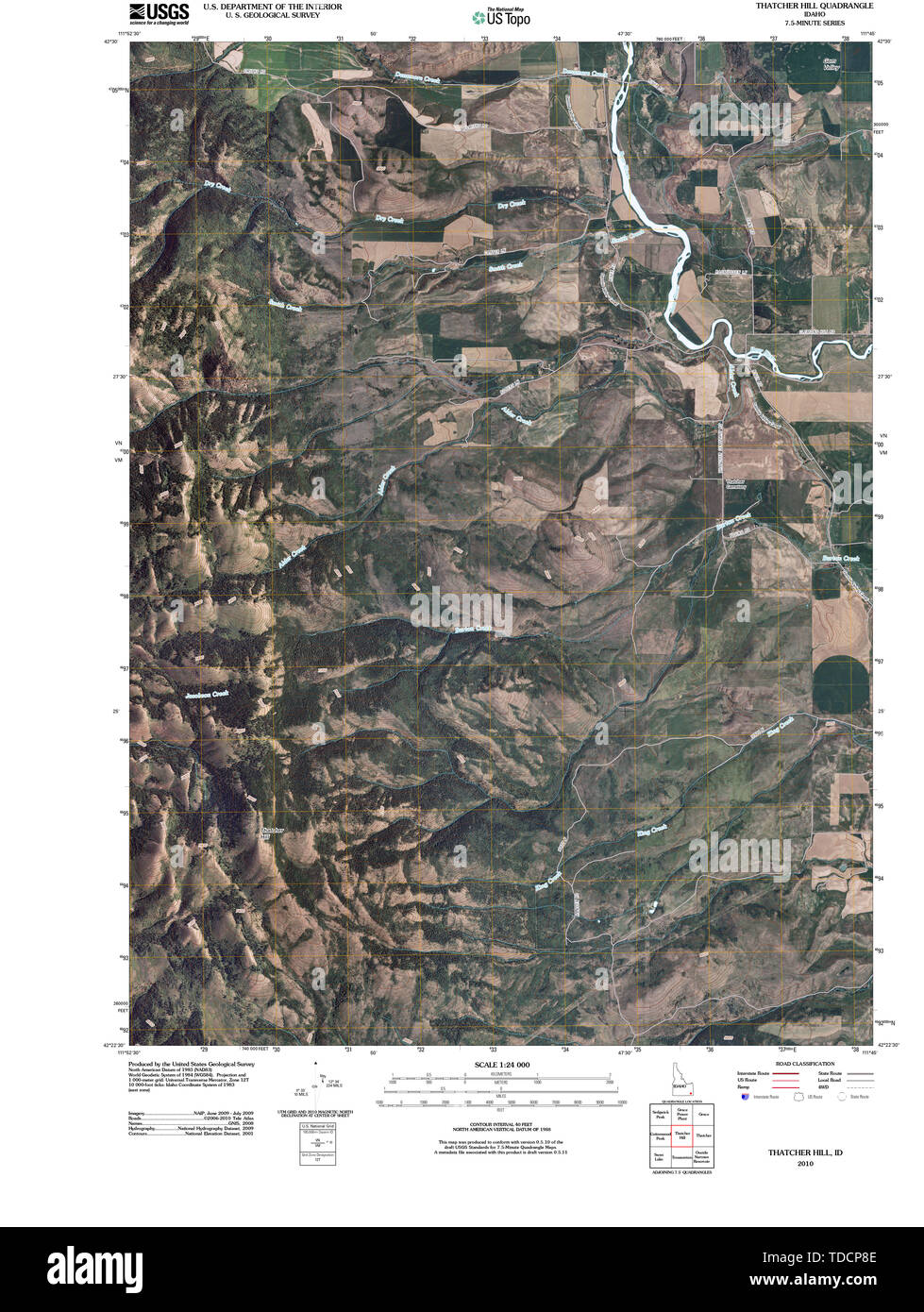 USGS TOPO Karte Idaho ID Thatcher Hill 20101116 TM Wiederherstellung Stockfoto