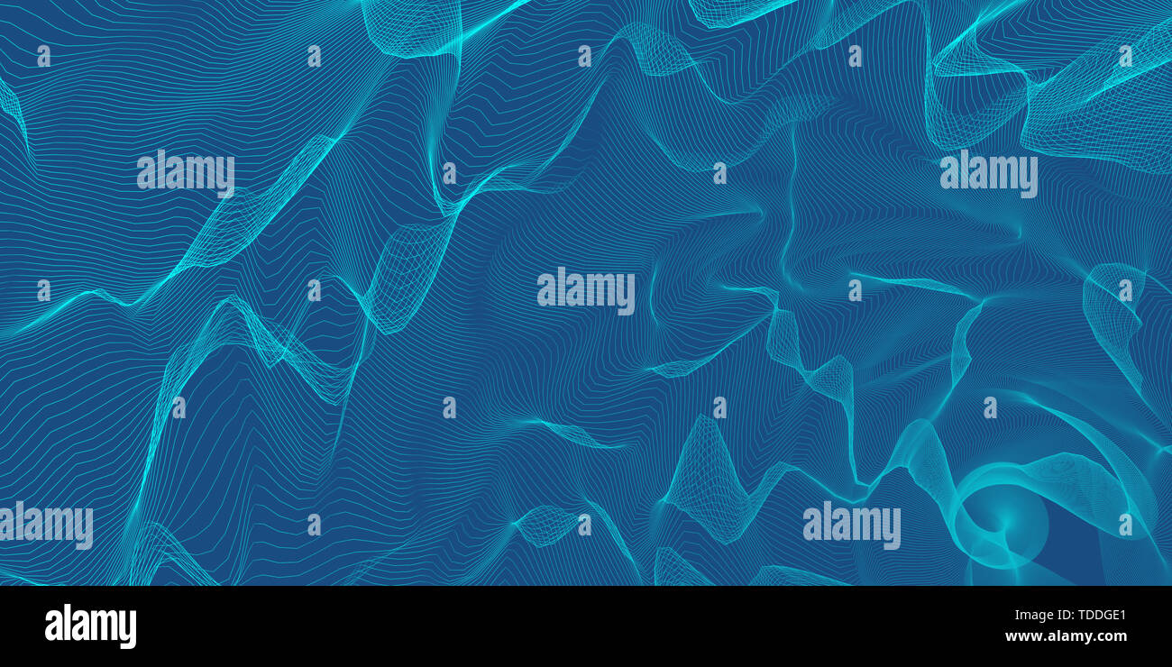 Abstrakte Digitale Landschaft mit fließende Energie Linien Stockfoto