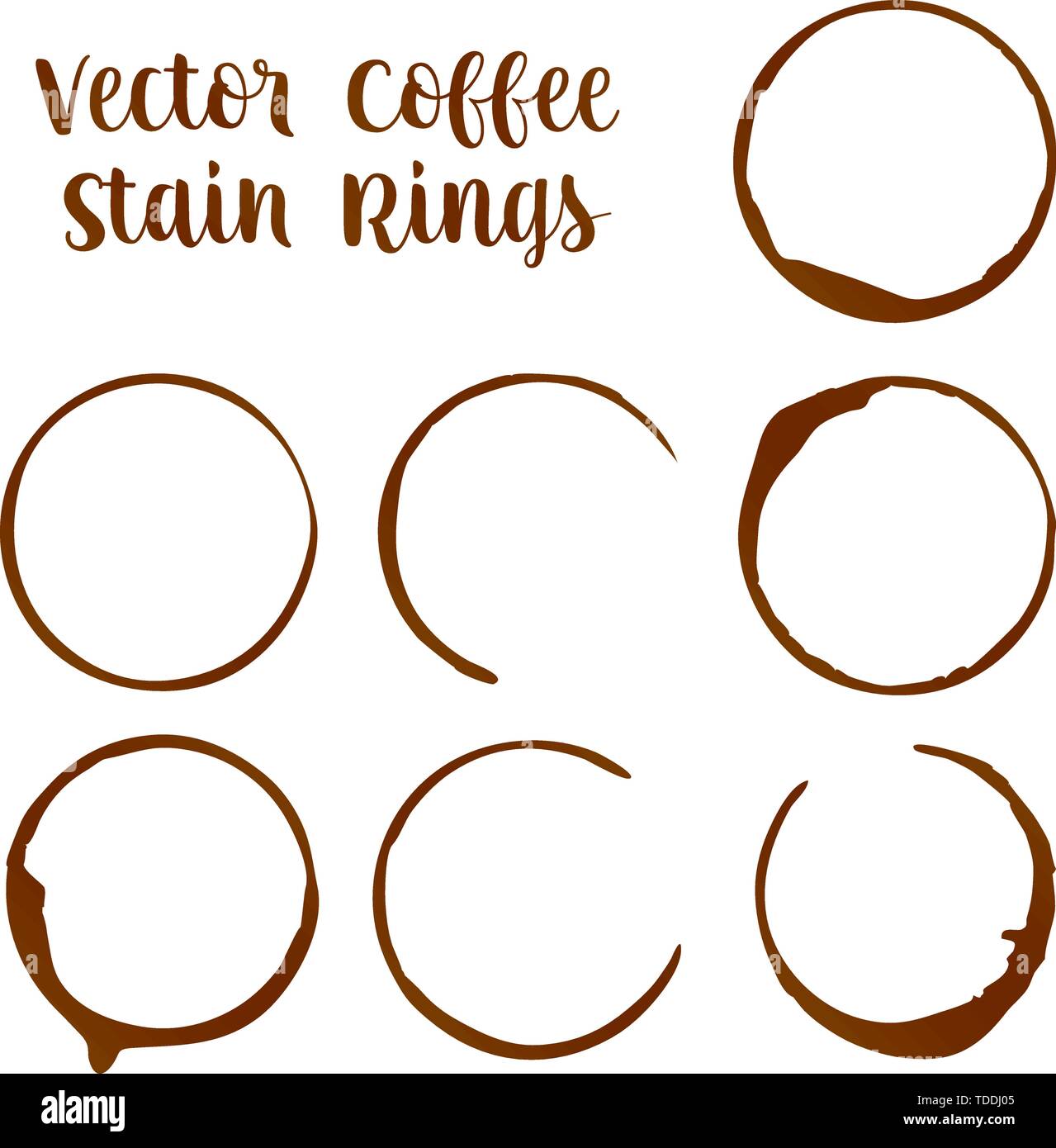 Kaffee oder Espresso Fleck ringe Spuren von cups Vektorgrafiken Stock Vektor