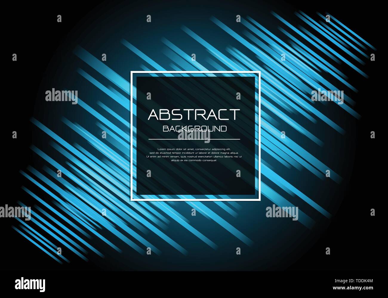 Abstract vector Luxus blue line Speed auf Schwarz mit quadratischen Banner weißer Rahmen template Design moderne Hintergrund Abbildung. Stock Vektor