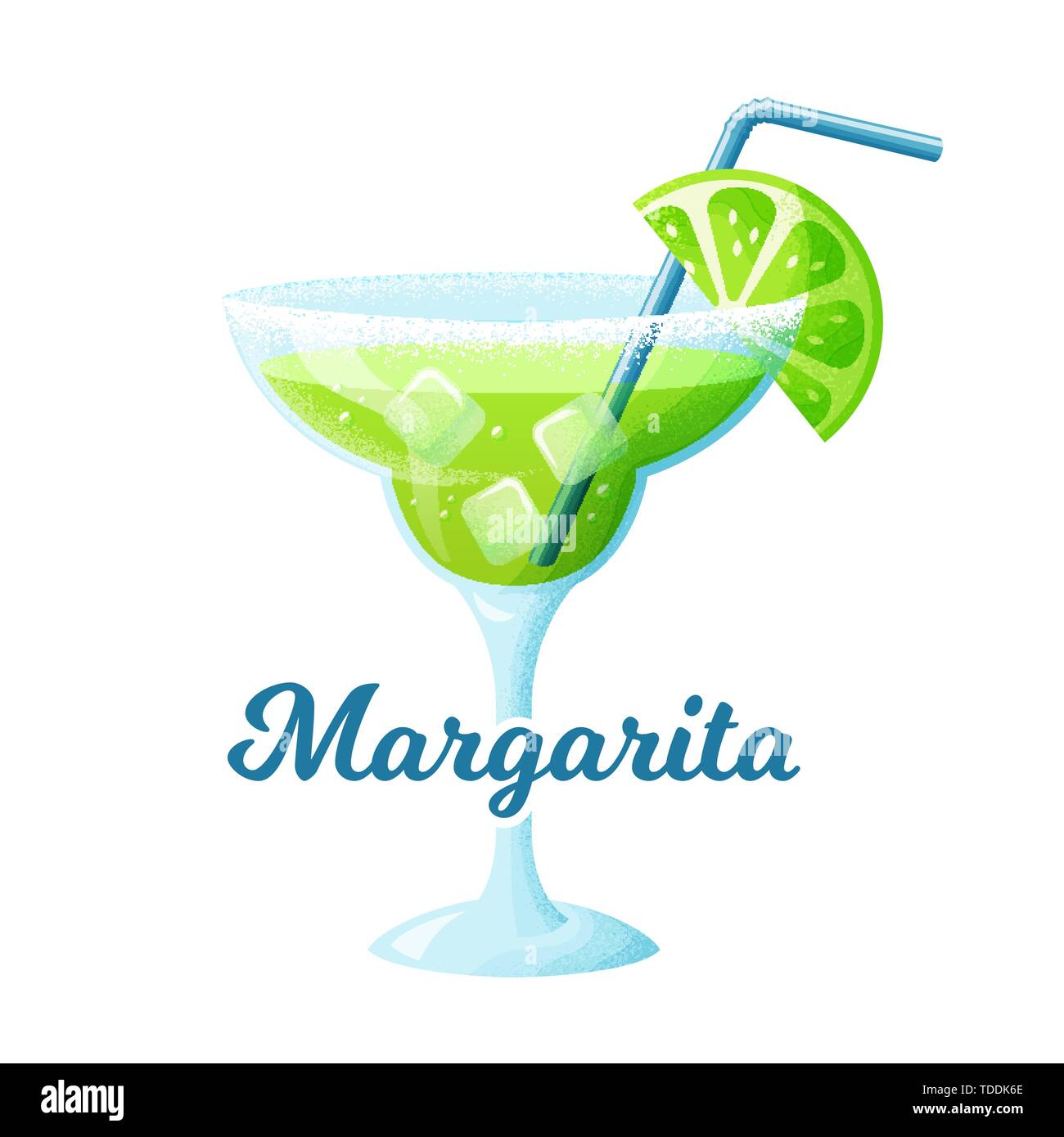 Margarita Cocktail mit einer Scheibe von Kalk. Ein Glas erfrischenden Drink auf weißem Hintergrund. Vector Illustration. Stock Vektor
