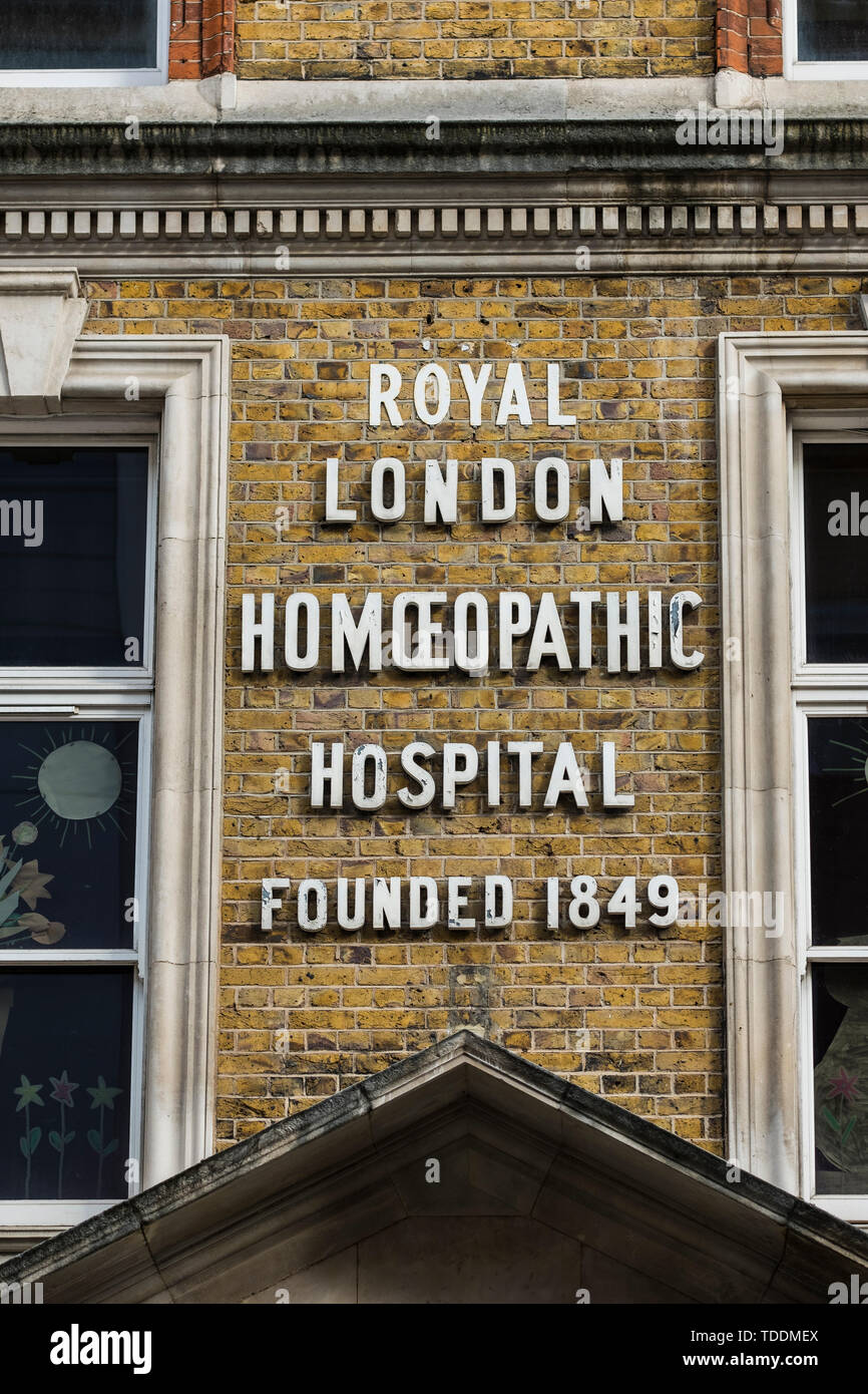 Das Royal London Homoeopathic Hospital, Bloomsbury, London, England, Großbritannien Stockfoto