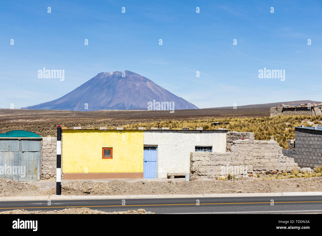 Reserva Nacional de Salinas y Aguada Blanca, Yura, Road Stop, Arequipa, Peru, Stockfoto