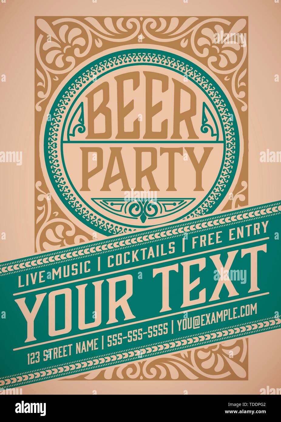 Bier party Poster Vorlage. Vektor 2-in-1 Stock Vektor