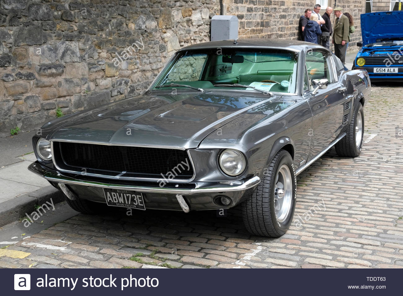 Classic Ford Mustang GT Fastback von 1968, bekannt durch Steve McQueen in dem Film Bullitt, classic car Event in Edinburgh, Schottland Stockfoto