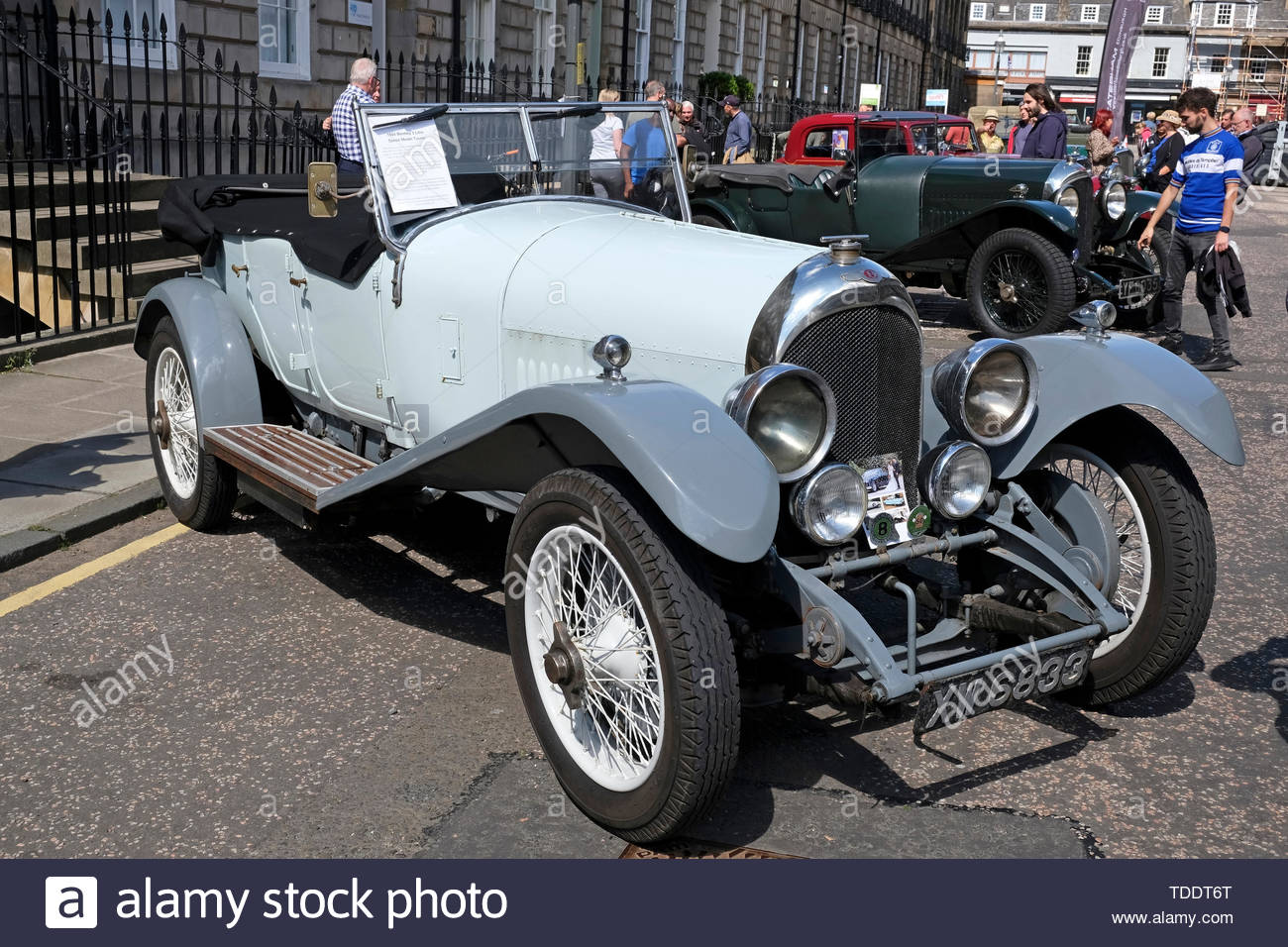 Klassische Bentley 3 Liter Geschwindigkeit Modell Tourer von 1924, die auf der West End Classic Fahrzeug Ereignis in Edinburgh, Schottland Stockfoto