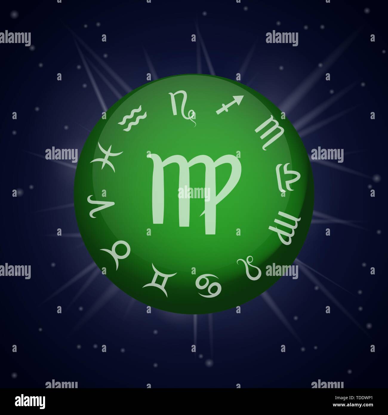 Jungfrau Sternzeichen. Astrologische Horoskop. Vector Illustration Banner. Weltraum Hintergrund. Element Erde Stock Vektor