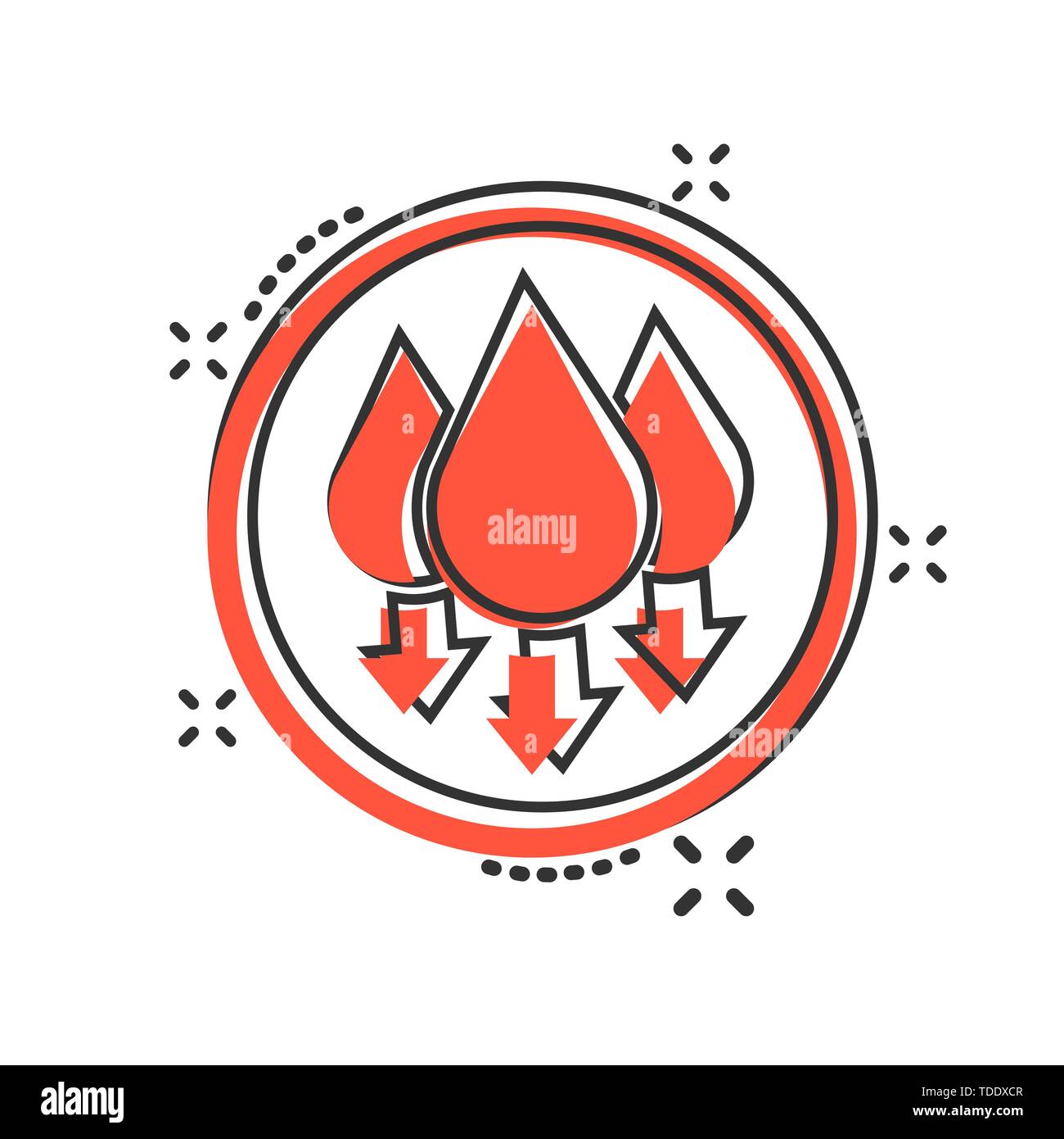 Luftfeuchtigkeit Symbol im Comic-stil. Klima vektor Cartoon Illustration auf weißem Hintergrund isoliert. Temperatur Prognose Geschäftskonzept splash Wirkung. Stock Vektor