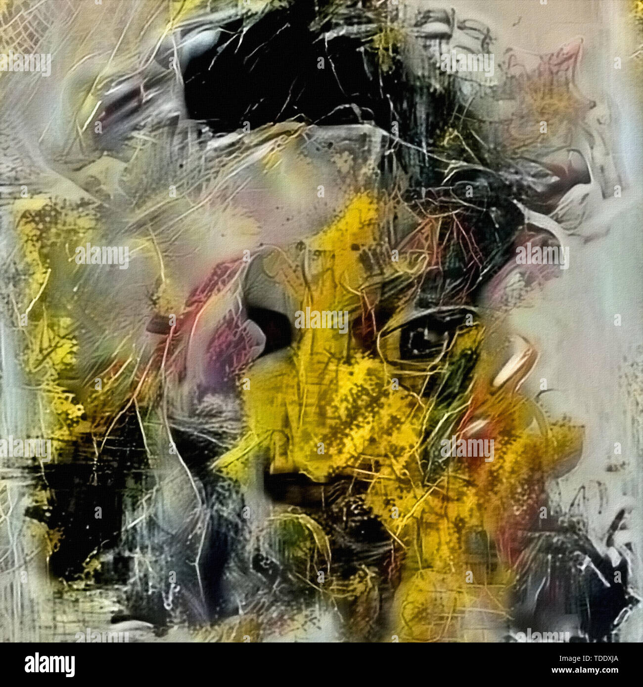 Original abstrakte digitale malerei des menschlichen gesichts, bunte  komposition in der zeitgenössischen modernen kunst, | CanStock