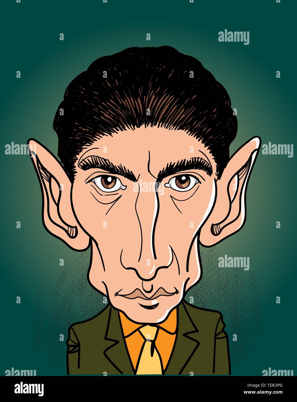 Franz Kafka cartoon Portrait. Er war ein Deutschsprachigen Böhmischen jüdischen Schriftsteller und Short story writer. Vektor Stock Vektor